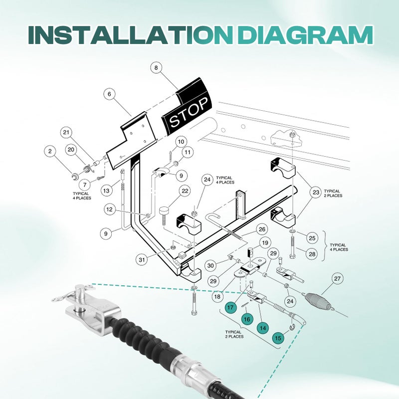 Drive-up Club Car DS Brake Cable Kit Driver and Passenger Side Stainless Steel Core Cable for 1981-1999 1011403 - Image 4